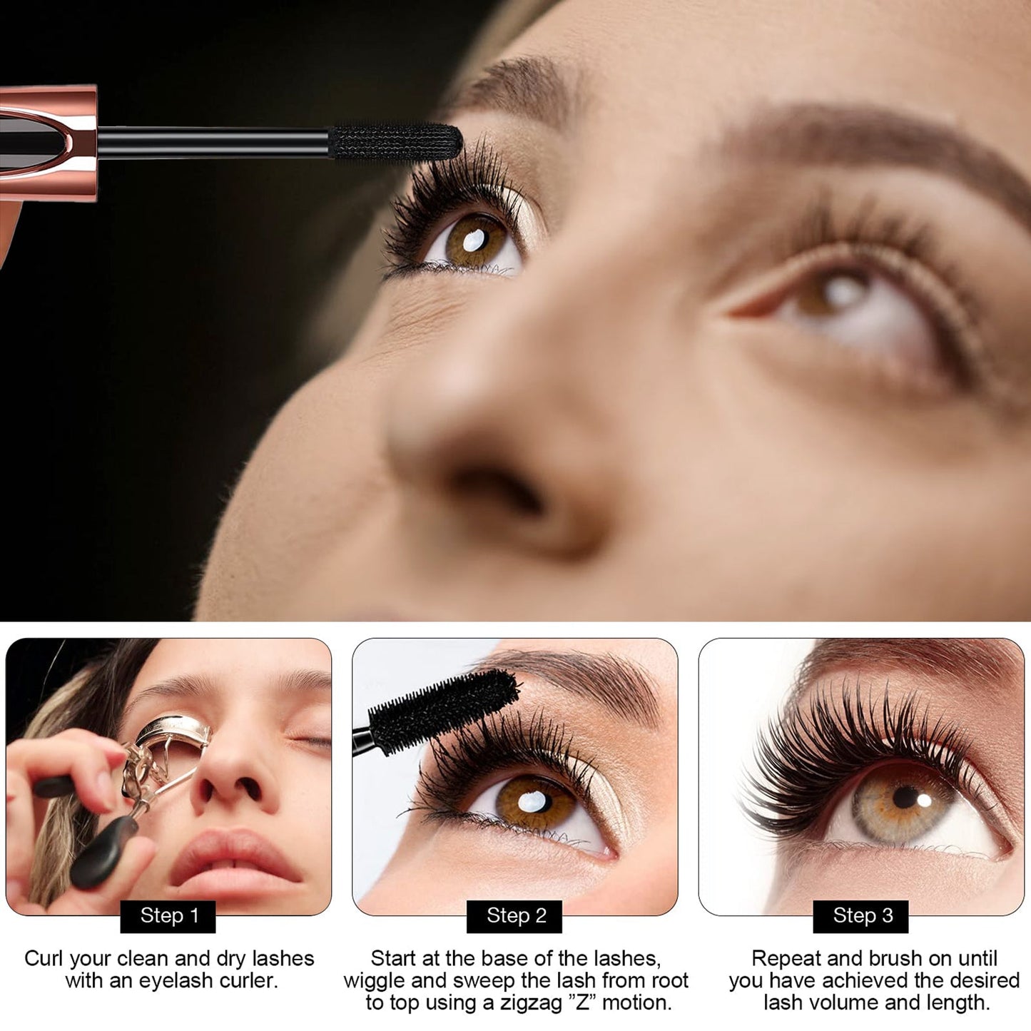 1/2 Pack Black 4D Silk Fiber Eyelash Mascara Extension Makeup - Aura Glow