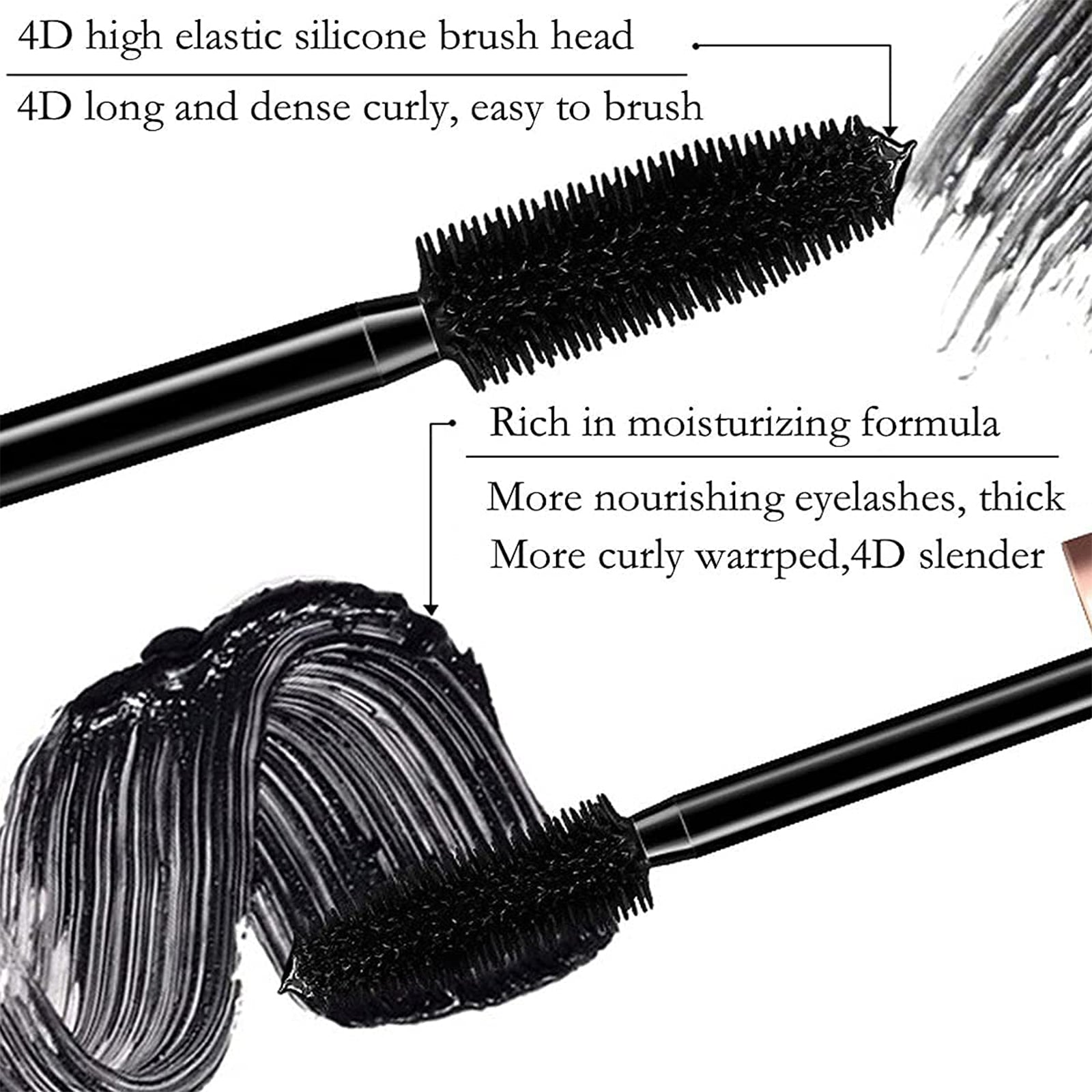 1/2 Pack Black 4D Silk Fiber Eyelash Mascara Extension Makeup - Aura Glow